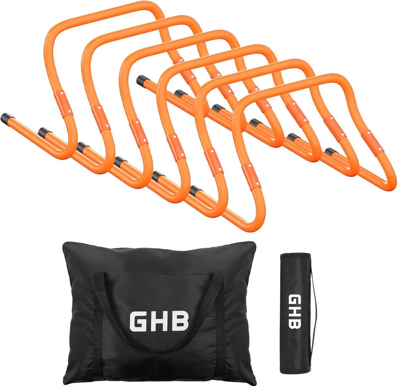 GHB Agility Hurdles 5/6 Pack Foldable Speed Agility Training Hurdles Adjustable Sturdy Hurdles Training Equipment Set with Carry Bag for Amateur, Athletes, Soccer, Basketball - Image 1